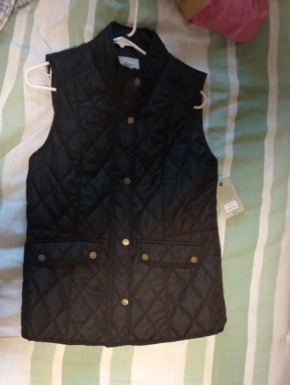 G.H. Bass & Co. Black Quilted Vest with Snap Front